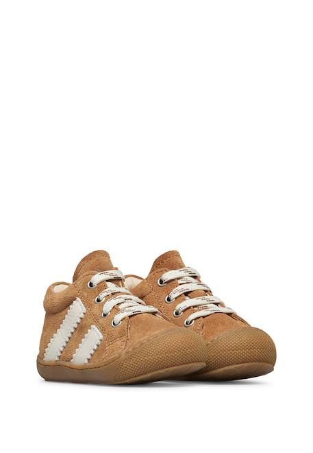 Chaussures premiers pas en cuir et suède macks 2 Bleu-blanc+Marron-blanc 7 - vertbaudet enfant 