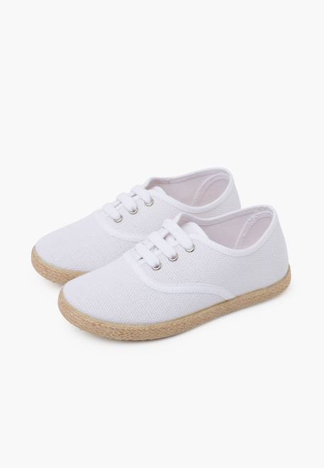 Baskets lin lacets en lin semelle espadrille Beige+Blanc 10 - vertbaudet enfant 