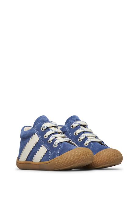 Chaussures premiers pas en cuir et suède macks 2 Bleu-blanc+Marron-blanc 2 - vertbaudet enfant 