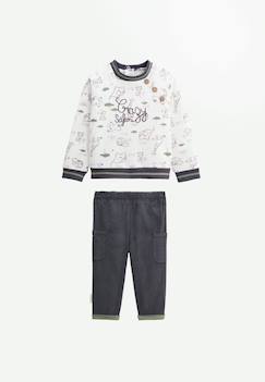 -Ensemble bébé sweat-shirt en molleton et pantalon en velours crazy safari