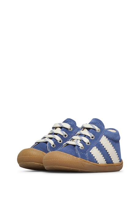 Chaussures premiers pas en cuir et suède macks 2 Bleu-blanc+Marron-blanc 5 - vertbaudet enfant 