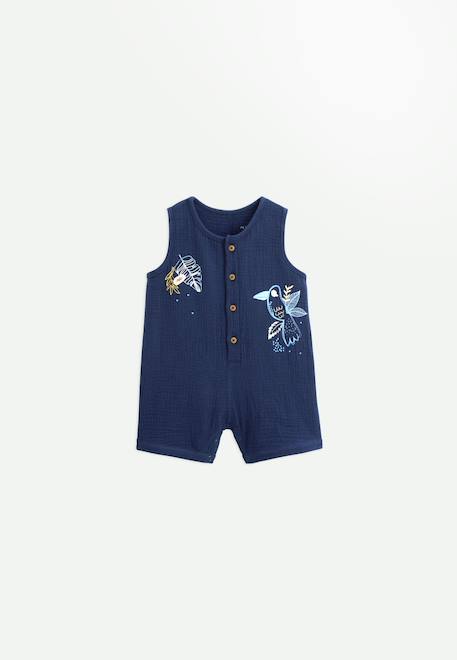 Combishort bébé en gaze de coton mexico Bleu 1 - vertbaudet enfant 