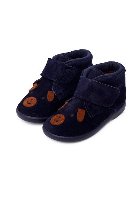 Bottines en daim avec fermeture adhérente Bleu+Taupe 4 - vertbaudet enfant 