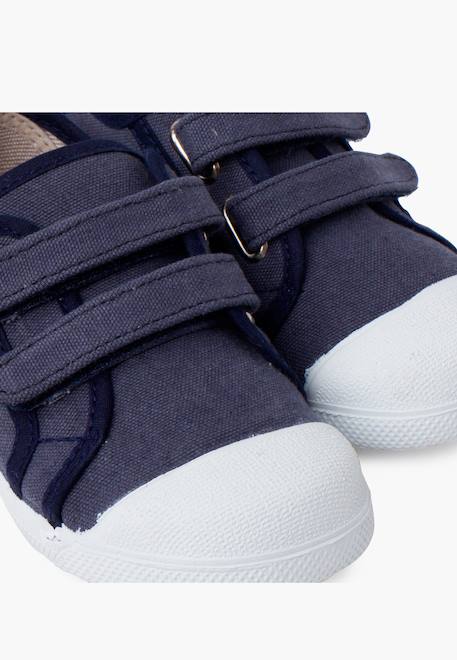 Baskets souples en toile éco à scratch Beige+Blanc+Bleu denim+Bleu marine+Vert eucalyptus 24 - vertbaudet enfant 