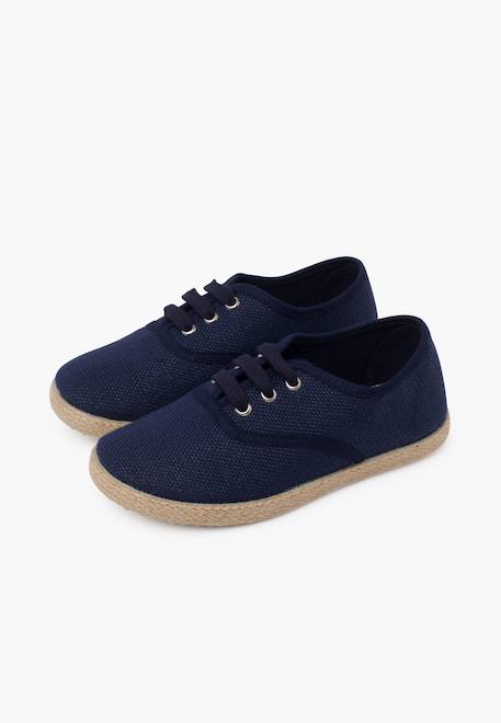 Baskets lin lacets en lin semelle espadrille Bleu marine 4 - vertbaudet enfant 