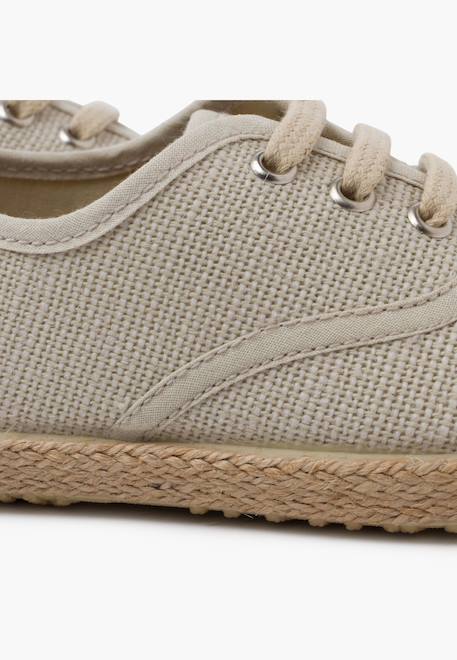 Baskets lin lacets en lin semelle espadrille Beige+Bleu marine 6 - vertbaudet enfant 