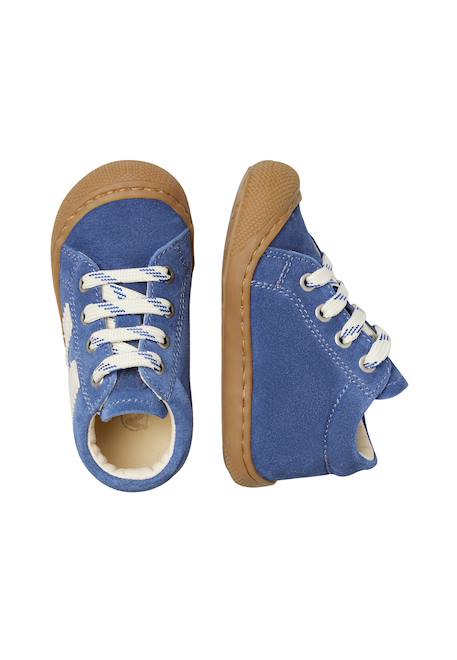 Chaussures premiers pas en cuir et suède macks 2 Bleu-blanc+Marron-blanc 4 - vertbaudet enfant 