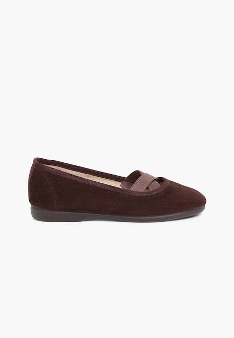 Ballerines fille ruban croisé style ballet Marron 1 - vertbaudet enfant 