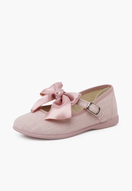 Chaussures babies cérémonie toile nœud satin Blanc+Ivoire+Rose claire 14 - vertbaudet enfant 