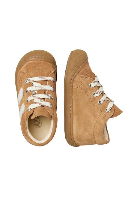 Chaussures premiers pas en cuir et suède macks 2 Bleu-blanc+Marron-blanc 9 - vertbaudet enfant 
