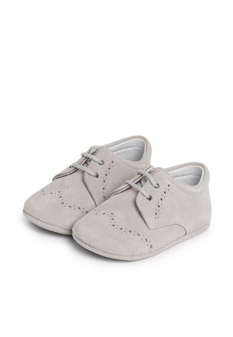 Bottines bébé en cuir style blucher Bleu marine+Gris+Taupe 10 - vertbaudet enfant 