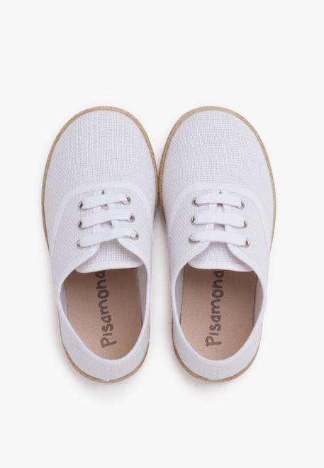 Baskets lin lacets en lin semelle espadrille Beige+Blanc 11 - vertbaudet enfant 