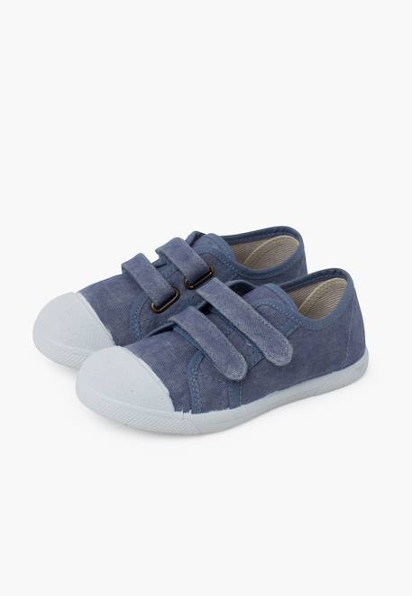 Baskets souples en toile éco à scratch Beige+Blanc+Bleu denim+Bleu marine+Vert eucalyptus 16 - vertbaudet enfant 