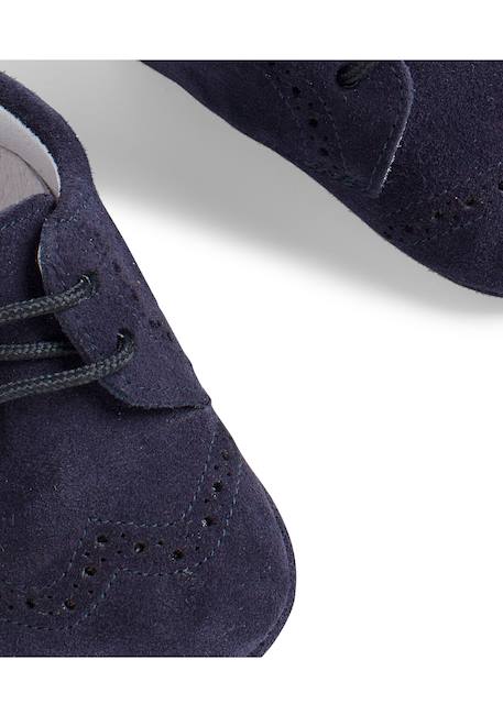 Bottines bébé en cuir style blucher Bleu marine+Gris+Taupe 6 - vertbaudet enfant 