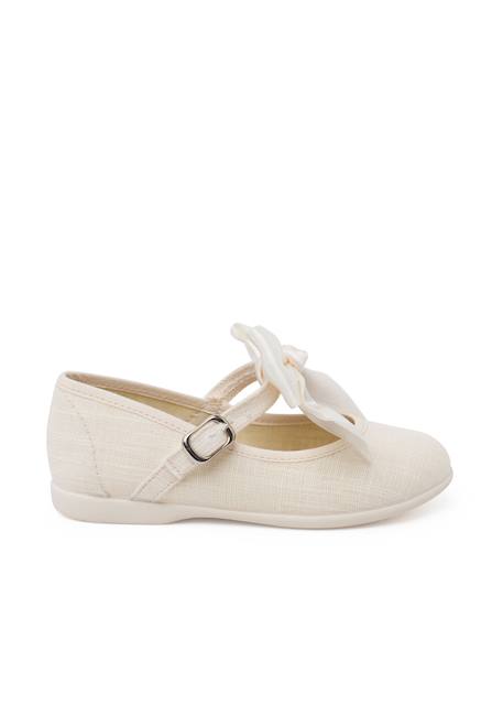 Chaussures babies cérémonie toile nœud satin Blanc+Ivoire+Rose claire 7 - vertbaudet enfant 