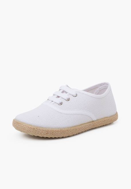 Baskets lin lacets en lin semelle espadrille Beige+Blanc 8 - vertbaudet enfant 