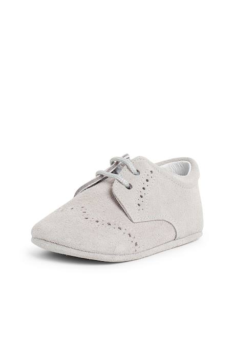 Bottines bébé en cuir style blucher Bleu marine+Gris+Taupe 8 - vertbaudet enfant 