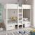 Lit mezzanine avec banquette lit d'appoint pin massif  leopold Blanc 3 - vertbaudet enfant 