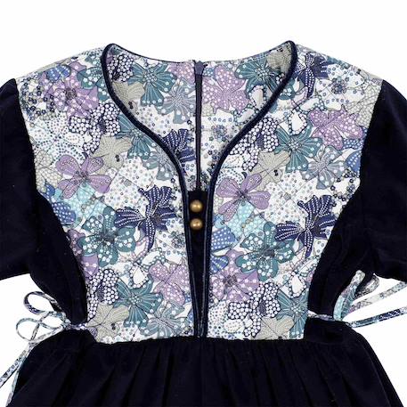 Robe velours   liberty  et  hiver   margot Bleu marine lilas 4 - vertbaudet enfant 