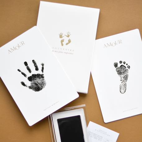 Kit souvenirs de mes jolies empreintes Blanc, noir, doré 6 - vertbaudet enfant 