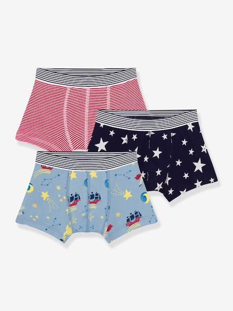 Lot 3 boxers garçon en coton imprimé bleu 1 - vertbaudet enfant 