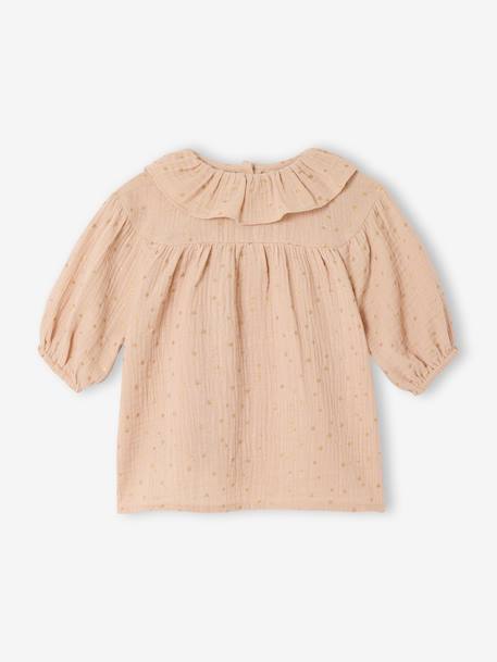 Robe bébé gaze étoilée beige poudré 1 - vertbaudet enfant 