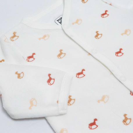 Grenouillère bébé motifs tendances de chevaux à bascule Ecru 4 - vertbaudet enfant 