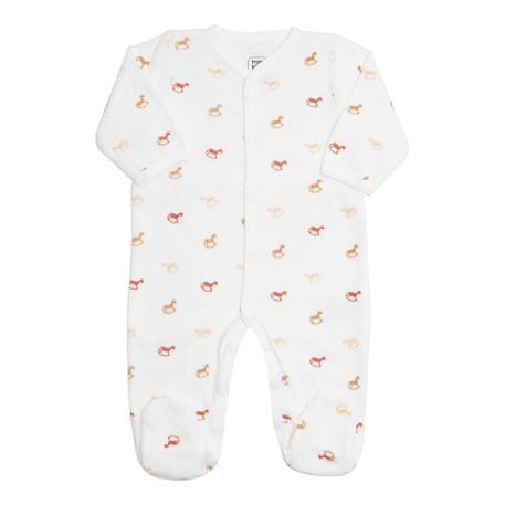 Grenouillère bébé motifs tendances de chevaux à bascule Ecru 2 - vertbaudet enfant 