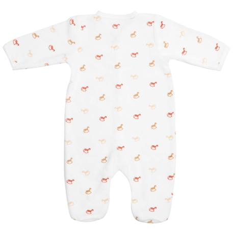 Grenouillère bébé motifs tendances de chevaux à bascule Ecru 3 - vertbaudet enfant 