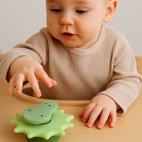 Jouet d'éveil spinner à ventouse dinosaure Vert clair, dinosaure 3 - vertbaudet enfant 