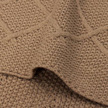 Couverture en tricot check knit oatmeal (75 x 100 cm) Beige+Marron+Marron foncé 9 - vertbaudet enfant 