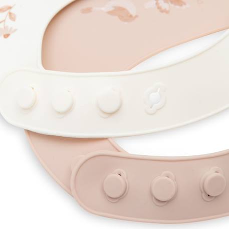 Lot de 2 bavoirs en silicone Ecru, rose 2 - vertbaudet enfant 