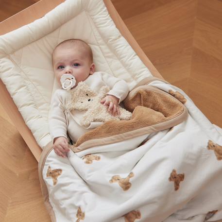 Couverture en coton bio ours teddy bear (75 x 100 cm) Blanc, marron clair 5 - vertbaudet enfant 