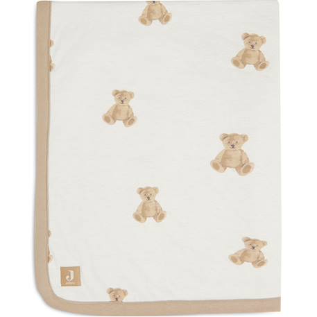 Couverture en coton bio ours teddy bear (75 x 100 cm) Blanc, marron clair 2 - vertbaudet enfant 
