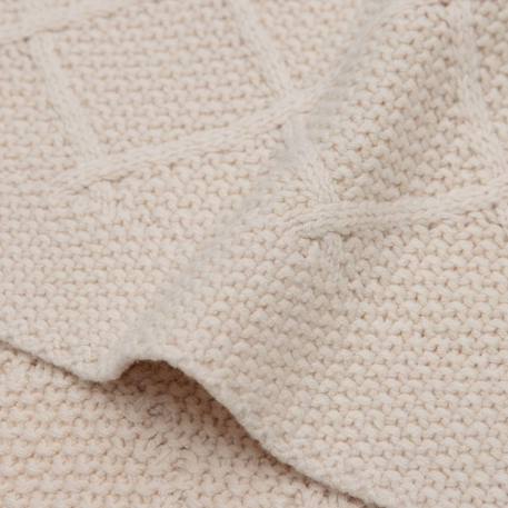 Couverture en tricot check knit oatmeal (75 x 100 cm) Beige+Marron+Marron foncé 4 - vertbaudet enfant 
