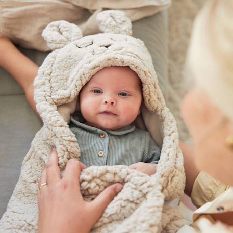 Couverture nomade bunny nougat (100 x 105 cm) Beige+Beige, gris, marron+Biscuit, noir+Ecru, marron+Rose sauvage+Sable, noir 4 - vertbaudet enfant 