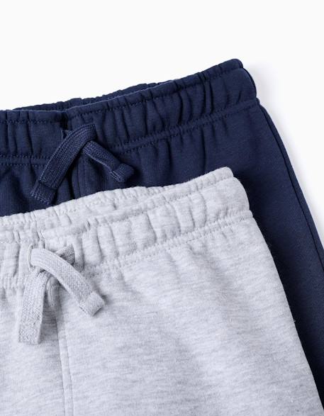 Pack 2 pantalon de jogging peigné Bleu foncé 3 - vertbaudet enfant 