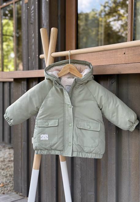 Manteau enfant imperméable doublé sherpa lison Vert 1 - vertbaudet enfant 
