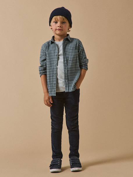 Slim en velours garçon BLEU FONCE UNI 3 - vertbaudet enfant 