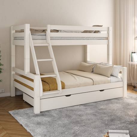 Lit superposé h160 séparable extra-solide en bois massif hercule Blanc 3 - vertbaudet enfant 