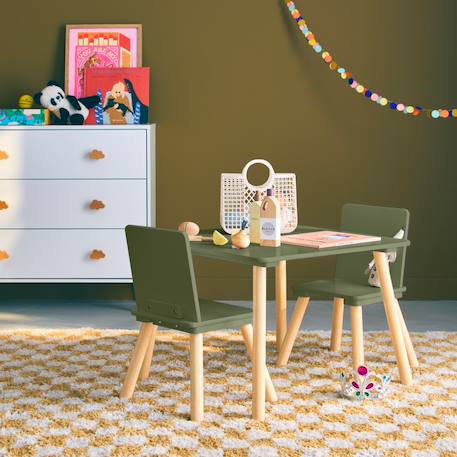 Table carrée enfant bois de pin 2 assises - judith Blanc+Rose+Vert+Vert olive 19 - vertbaudet enfant 