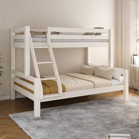 Lit superposé h160 séparable extra-solide en bois massif hercule Blanc 1 - vertbaudet enfant 