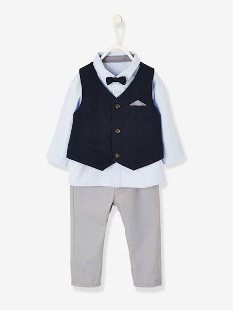 Ensemble bébé garçon cérémonie gilet + chemise + noeud papillon + pantalon encre 2 - vertbaudet enfant 