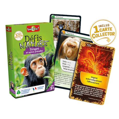 Jeu de cartes - défis nature -  singes & primates -  fabriqué en france MULTICOLORE 2 - vertbaudet enfant 