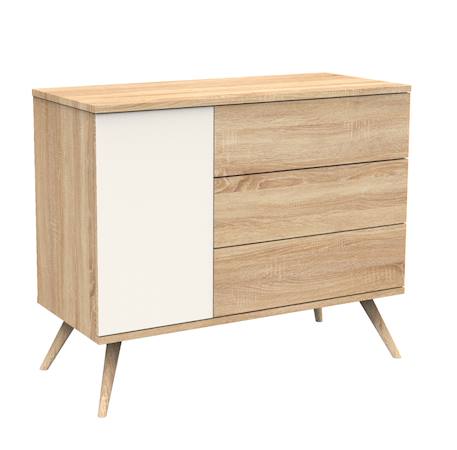 Commode 1 porte et 3 tiroirs - seventies Marron/ecru+Marron/orange+Marron/vert 2 - vertbaudet enfant 