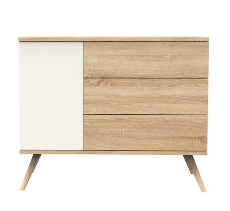 Commode 1 porte et 3 tiroirs - seventies Marron/ecru+Marron/orange+Marron/vert 1 - vertbaudet enfant 