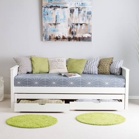 Lit banquette avec lit gigogne pin massif  basile Blanc 3 - vertbaudet enfant 