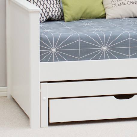Lit banquette avec lit gigogne pin massif  basile Blanc 5 - vertbaudet enfant 