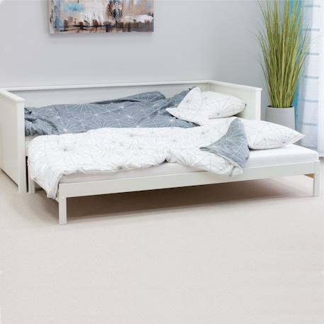 Lit banquette avec lit gigogne pin massif  basile Blanc 4 - vertbaudet enfant 