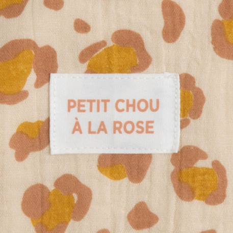 Cape de bain bébé en gaze de coton et gant léopard - petit chou Ecru/rose 2 - vertbaudet enfant 